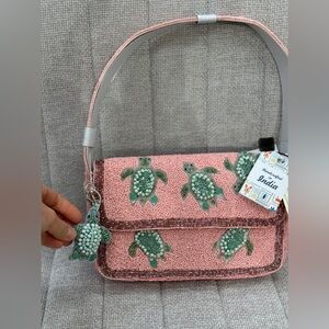Handcrafted Pink Turtle Embellished Bag